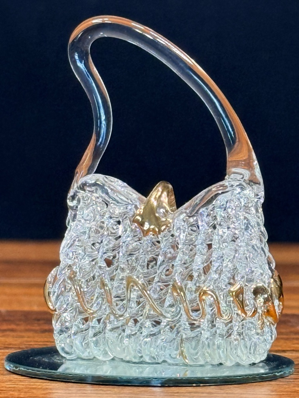 Spun Glass Miniature Purse Figurine